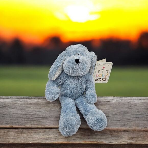 Rare Vintage NEW 10" Baby Boyds "Little Max" Squeaker Blue Dog Plush (1988-2002) - Picture 6 of 16